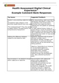 Health Assessment Digital Clinical Experience&trade; Example Comment Bank Responses