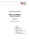 AHA Basic Life Support Exams A and B: Answered Updated Spring 2022.