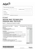 AQA A LEVEL Design &Technology&colon; FASHION and TEXTILES Paper 2 June 2024 QUESTION PAPER -7562&sol;2