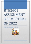 BTE2601 ASSIGNMENTS 2 & 3 FOR SEMESTER 1 OF 2022