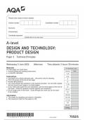 AQA A LEVEL Design &Technology&colon; PRODUCT DESIGN Paper 1 and 2 June 2024 QUESTION PAPER & MARK SCHEME  