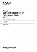 AQA A LEVEL Design &Technology&colon; FASHION & TEXTILES Paper 1 June 2024 QUESTION PAPER & MARK SCHEME  7562&sol;1