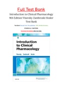 Introduction to Clinical Pharmacology 9th Edition Visovsky Zambroski Hosler Test Bank