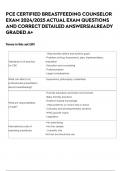 PCE CERTIFIED BREASTFEEDING COUNSELOR EXAM 2024&sol;2025 ACTUAL EXAM QUESTIONS AND CORRECT DETAILED ANSWERS&vert;ALREADY GRADED A&plus;