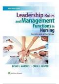 TEST BANK FOR LEADERSHIP ROLES AND MANAGEMENT FUNCTIONS IN NURSING 9TH EDITION BY MARQUIS COMPLETE ALL CHAPTERS COVERED GRADED 100&percnt;