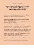 Introduction to legal analysis ch&period;7&semi; Legal Research ch&period;11&semi; Legal Writing ch&period;12 Introduction to paralegalism