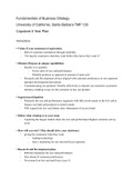 UCSB TMP 120 Fundamentals of Business Strategy: Capstone Five Year Plan