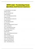 HPNU 3050 - Terminology Exam Questions And Correct Answers 