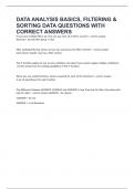 DATA ANALYSIS BASICS&comma; FILTERING & SORTING DATA QUESTIONS WITH CORRECT ANSWERS