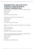 BUSINESS INTEL AND ANALYTICS - CHAPTER 2 QUESTIONS WITH CORRECT ANSWERS 2024