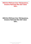 HESI Exit RN Exam Over 700 Questions, Answers Rationale New 2021 latest 100%.