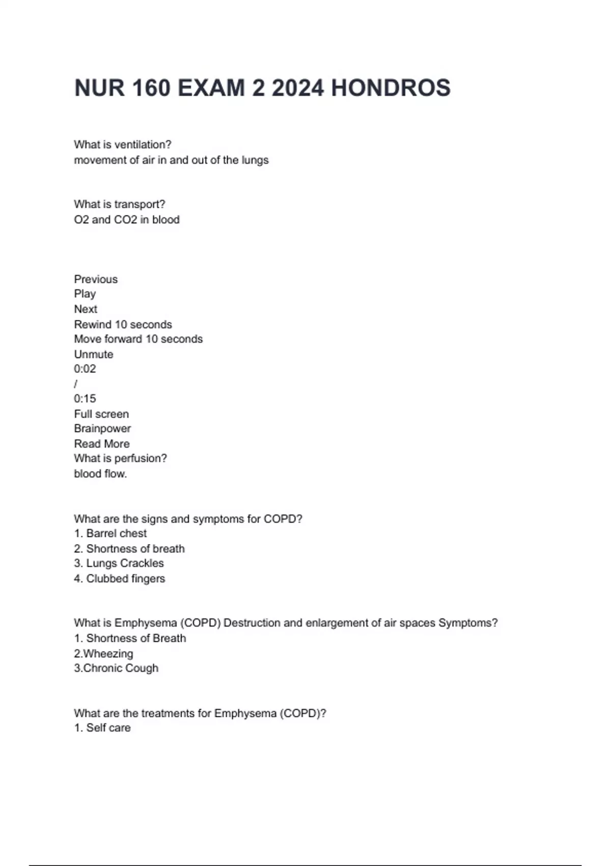 NUR 160 EXAM 2 2024 HONDROS EXAM 2024/2025 QUESTIONS WITH COMPLETED ...