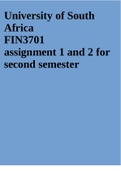 FIN3701 assignment 1 and 2 for second semester