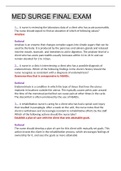 MEDICAL SURGICAL FINAL EXAM&sol;MEDICAL SURGE FINAL EXAM EXAM WITH COMPLETE 100&percnt; CORRECT RATIONALISED ANSWERS