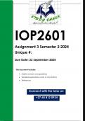 IOP2601 Assignment 3 &lpar;QUALITY ANSWERS&rpar; Semester 2 2024
