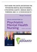 Test Bank for Davis Advantage for Psychiatric Mental Health Nursing, 10th Edition, Karyn I. Morgan, Mary C. Townsend.