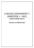 LLW2602 ASSIGNMENT 1 SEMESTER 1 - 2022 ( 882152)