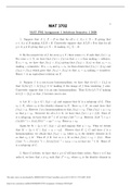 Exam &lpar;elaborations&rpar; MAT3702 Assignment 1 Solutions 2020 S1 AT3702 Assignment 1 Solutions 2020 S1 1&period; Suppose that A &SubsetEqual; X &minus; B so that for all x &isinv; A&comma; x &isinv; X &minus; B giving that x &isinv; A&comma; x 6&isinv; B making A T B &equals; &empty;&period; Conversely suppose that A