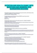 NUTRITION AND HEALTH- EXAM 1 WITH QUESTIONS AND ANSWERS 100&percnt;  GUARANTEED SUCCESS&period;