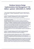 Database Systems Design  Implementation And Management 11th  Edition updated &lpar;2024&sol;2025&rpar; A&plus; RATED