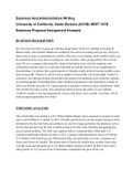 UCSB WRIT 107B Business Writing: Business Proposal Assignment