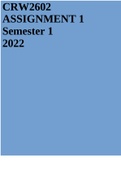 CRW2602 ASSIGNMENT 1 Semester 1 