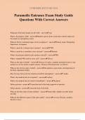 Paramedic Entrance Exam Study Guide Questions With Correct Answers