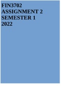 FIN3702 ASSIGNMENT 2 SEMESTER 1