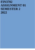 FIN3702 ASSIGNMENT 01 SEMESTER 2