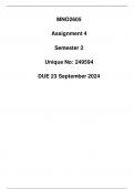 MNO2605 Assignment 4 Semester 2 &lpar;249594&rpar; Due 23 September 2024