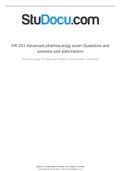 NR 293 Advanced pharmacology exam Questions and answers and elaborations&lpar;Chamberlain University