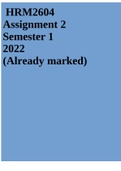 HRM2604 Assignment 2 Semester 1 (Already marked)