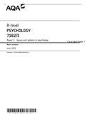 Aqa A-level PSYCHOLOGY 7182&sol;3 Paper 3 Issues and options in psychology Mark scheme June 2021