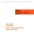 2021 AQA A-level CHEMISTRY Paper 1&comma; Paper 2 and Paper 3&semi; QP & MS