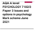 AQA A-level PSYCHOLOGY 7182/3 Paper 3 Issues and options in psychology Mark scheme June 2021 Version 1.0 Final Mark Scheme
