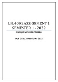 LPL4801 ASSIGNMENT 1 SEMESTER 1 - 2022 (598380)