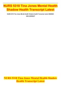 NURS 5318 Tina Jones Mental Health Shadow Health Transcript Latest