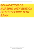 Test bank for fundamentals of nursing 10th edition by potter perry