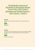 Straighterline Anatomy & Physiology II Final Exam Review &lpar;Latest 2024 &sol; 2025 Update&rpar; Questions and Verified Answers &vert; 100&percnt; Correct &vert; Grade A