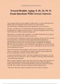Toward Healthy Aging&colon; 9&comma; 10&comma; 14&comma; 19&comma; 31 Exam Questions With Correct Answers&period;