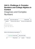 MATH 1201 Unit 4 Challenge 4 Complex Numbers and College Algebra in Context- Pennsylvania State University