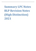 Summary LPC Notes BLP Revision Notes (High Distinction) 2021.