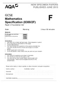 GCSE Mathematics Specification (8300/2F) Paper 2 Foundation tier