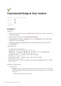 College aantekeningen Experimental Design & Data Analysis (X_405078), VU AI