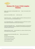 Business 101&colon; Exam 2 With Complete Solutions