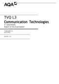 AQA A LEVEL Communication Technologies IT: H/507/6426 Report on the Examination