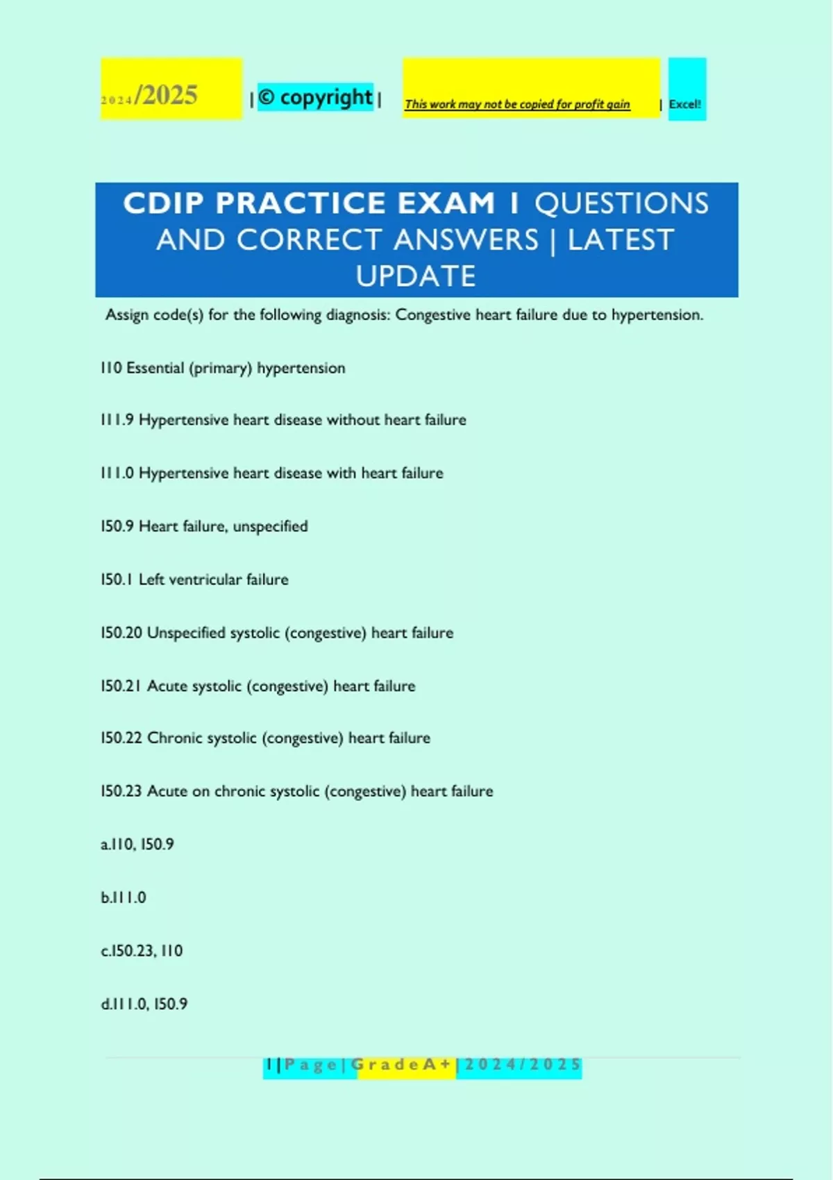 CDIP PRACTICE EXAM 1 QUESTIONS AND CORRECT ANSWERS | LATEST UPDATE ...