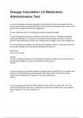 Dosage Calculation 3&period;0 Medication Administration Test QUESTIONS and answers