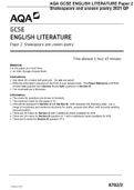 AQA GCSE ENGLISH LITERATURE Paper 2 Shakespeare and unseen poetry 2021 QP