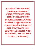  ISTC BASIC PLUS TRAINING EXAM QUESTIONS AND  COMPLETE VERIFIED 100&percnt; CORRECT ANSWERS WITH RATIONALES WELL EXPLAINED BY EXPERTS AND GRADED A&plus; ALREADY PASSED&excl;&excl;&excl;&excl;&excl;&excl;&excl;&excl;LATEST 2024 UPDATE WITH 100&percnt; GUARANTEED SUCCESS AFTER DOWNLOAD &lpar; ALL YOU NEED TO PASS YOUR E